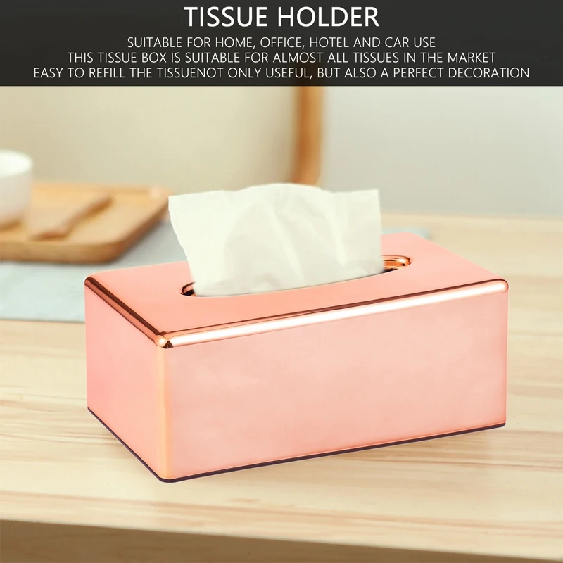 ABZV-estante de papel elegante oro rosa real coche hogar caja de pañuelos en forma de rectángulo contenedor servilleta soporte para pañuelos