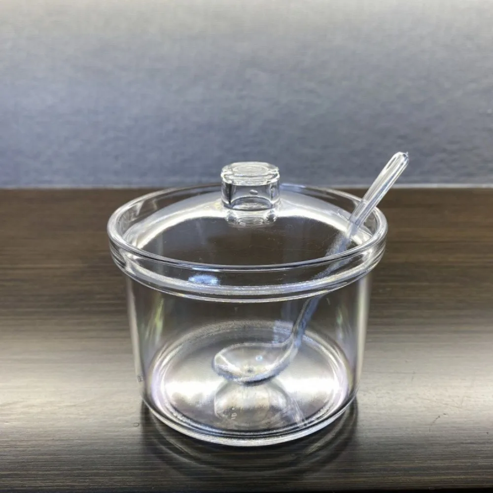 With Spoon and Lid Acrylic Sugar Bowl Visible Anti-fall Seasoning Jar Transparent Condiment Container Dining Table