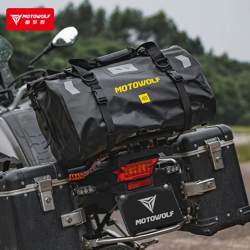 

Motowolf 40L/66L Motorcycle Saddlebag Motorcycle Tail Bag Waterproof Rear Bag Large Capacity PVC Motorcycle Travel Bag