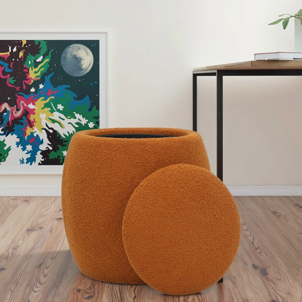 Modern Durable Fabric Storage Ottoman for Living Room Home Office & Apartment Use-Customizable Color Home Furniture