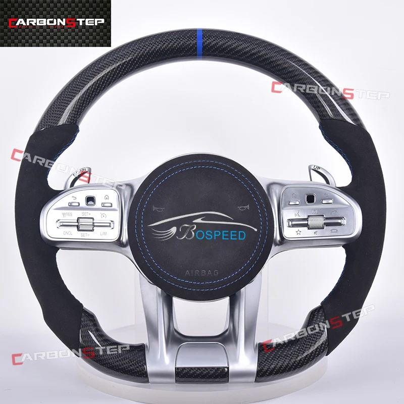 

For Mercedes Benz Carbon Fiber Led Steering Wheel W205 AMG W212 W213 CLA C300 W245 W164 W246 GLB A45 E Class Upgrade Leather