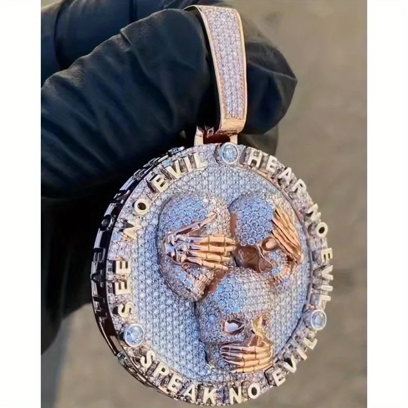 Men's Iced Out Heavyweight Hip Hop Pendant,  Rap Gangster Jewelry, Holiday Gift for Him