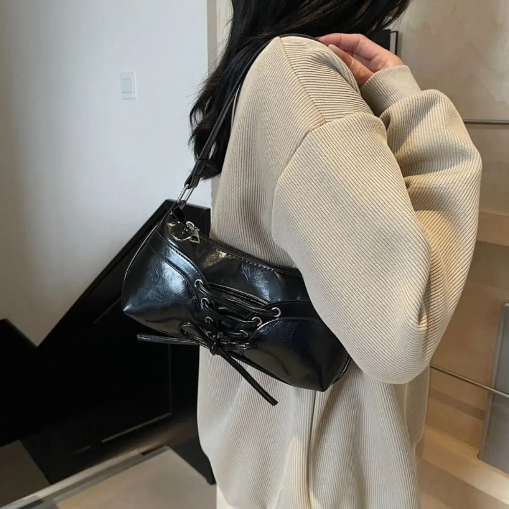 

Fashion Bow Tie Shoulder Bag Designer Y2k Armpit Bag PU Leather Sweet Women Handbag Ladies/Girls