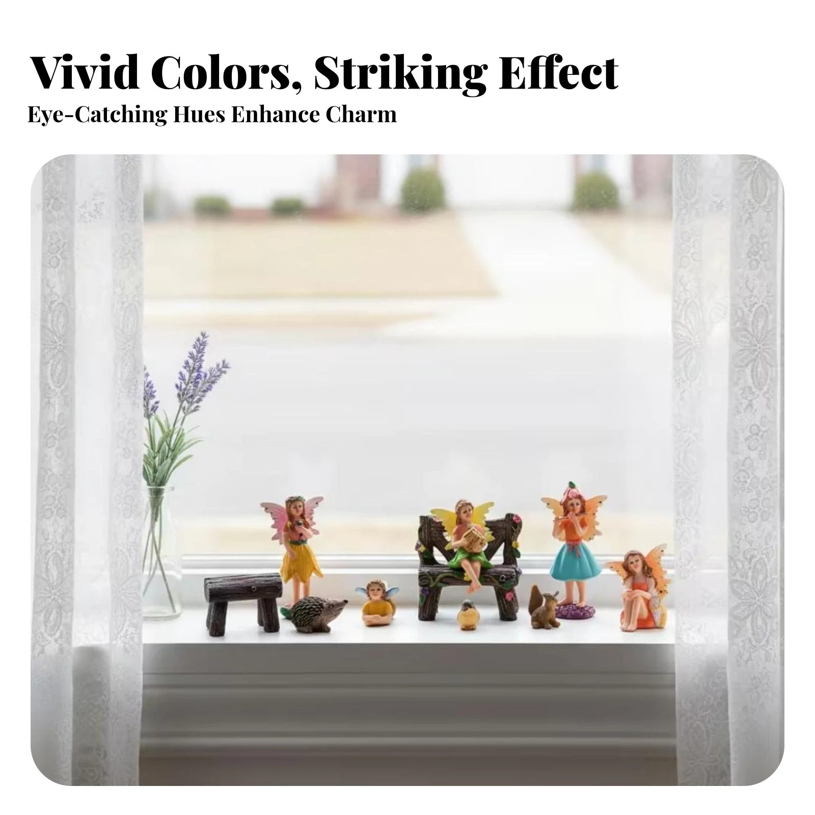 Fairy Garden Set Hand-Painted Miniature Fairy Figurines Tabletop Garden Ornament Bright Colors Micro Landscape Ornaments