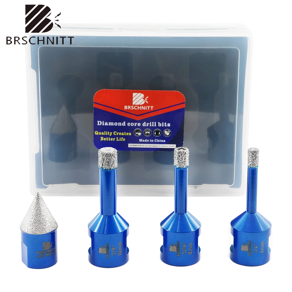 

BRSCHNITT Diamond Drill Bit Dia 6/8/10mm 20mm Tile Crown Chamfer Milling Bit Tile Cutter Ceramic Crowns Hole Saw Drill 58 Thread