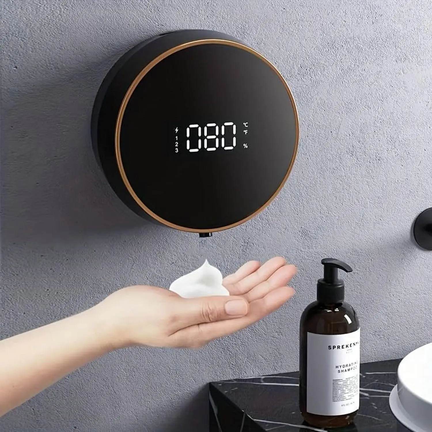 

Автоматический дозатор пены для мыла - бесконтактный, настенный, с LED-дисплеем температуры, USB-зарядка, для ванной, кухни и коммерческого использования