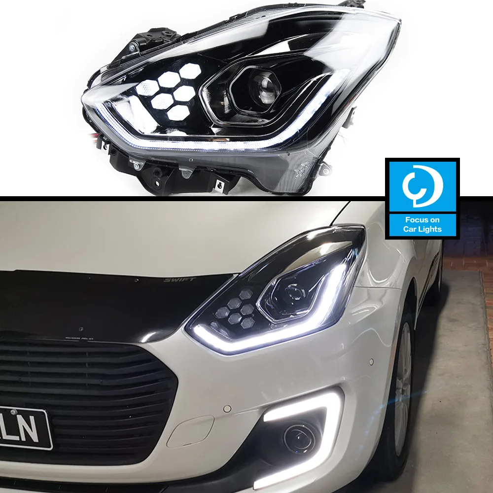 Car Front Headlight For Maruti Suzuki Swift Dzire 2018-2021 LED Head Lamp Styling Dynamic Turn Signal Lens Automotive Accessorie