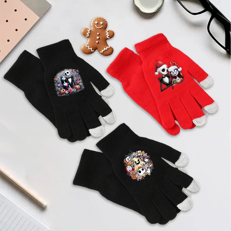 

Disney Night Before Christmas Finger Gloves Boy Girl Cute Cartoon Print Outdoor Casual Warm Winter Cycling Knited Glove Kid Gift