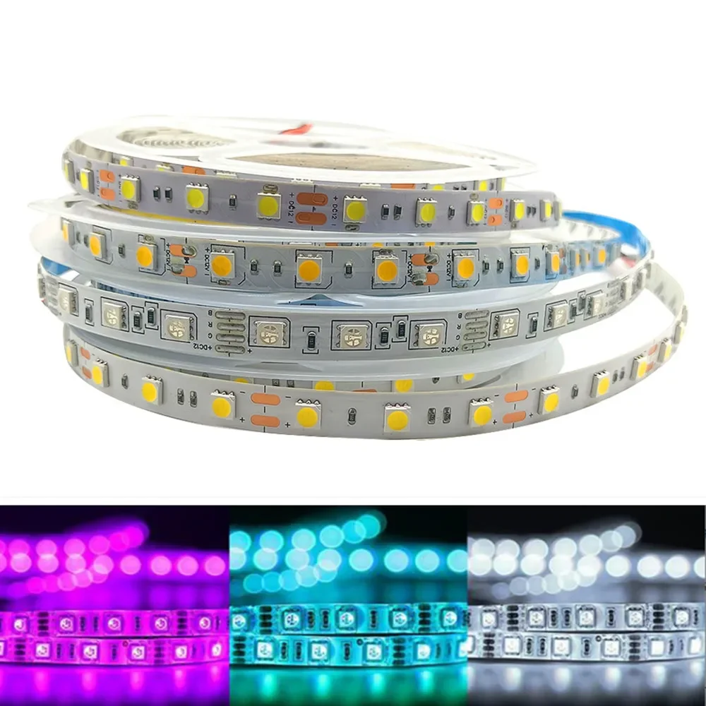 12V 5050 RGB LED strip non waterproof 0.5/5M 60LED RGBW RGBWW pink blue red green strip flexible