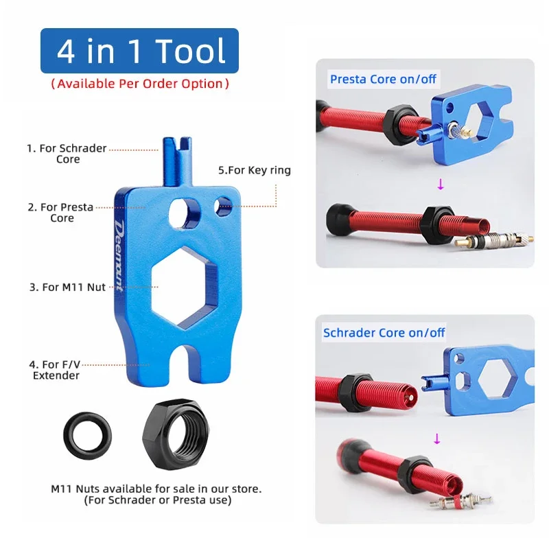 Set inti katup Presta kuningan dengan cincin O karet penghapus aluminium bagian pengganti Ban Tubeless sepeda jalan MTB opsional