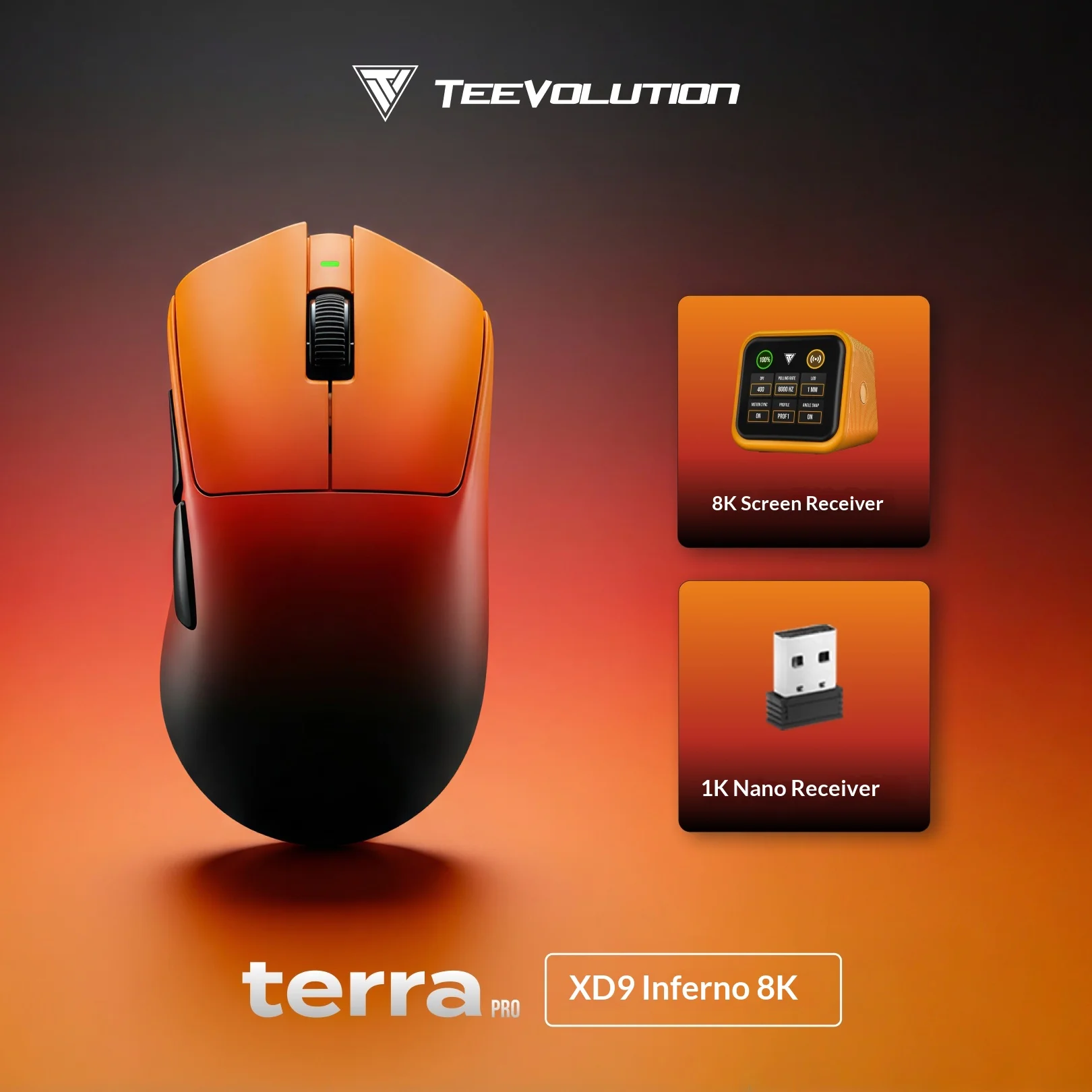 TEEVOLUTION TERRA PRO XD9 8000Hz Wireless Gaming Mouse