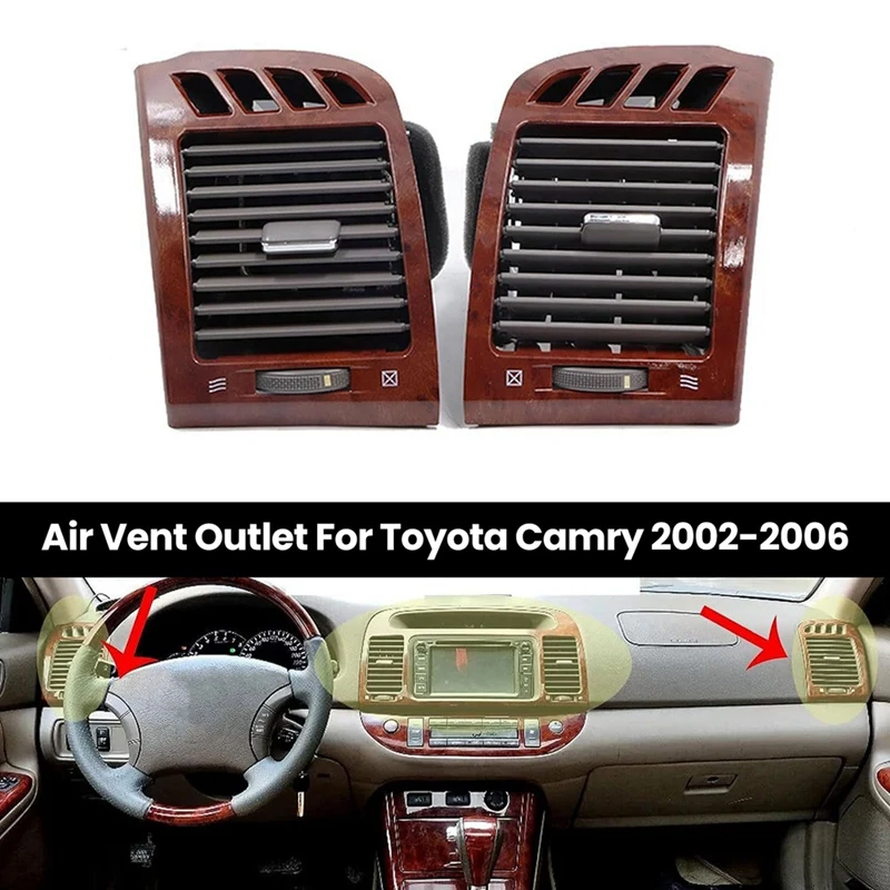 Sortie d'aération de voiture pour Toyota Camry, panneau Prada, pièces de rechange, 2002-2006, 556Liquuto 020rer O