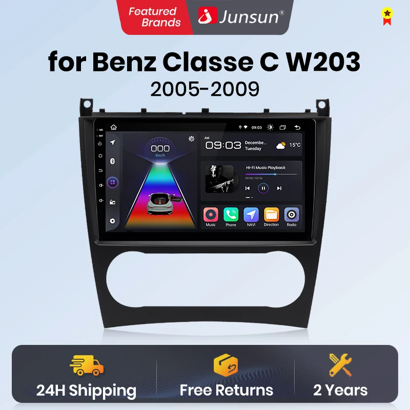 Junsun Wireless CarPlay Android Auto Car Radio for Benz C Class W203 2005-2009 GPS Smart Systems Smart Car Radio