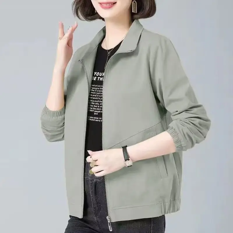 2023 Autumn Women's New Short Coat Fashion Stand Neck Simple Casual Korean Version Loose Versatile Comfortable Jacket Top