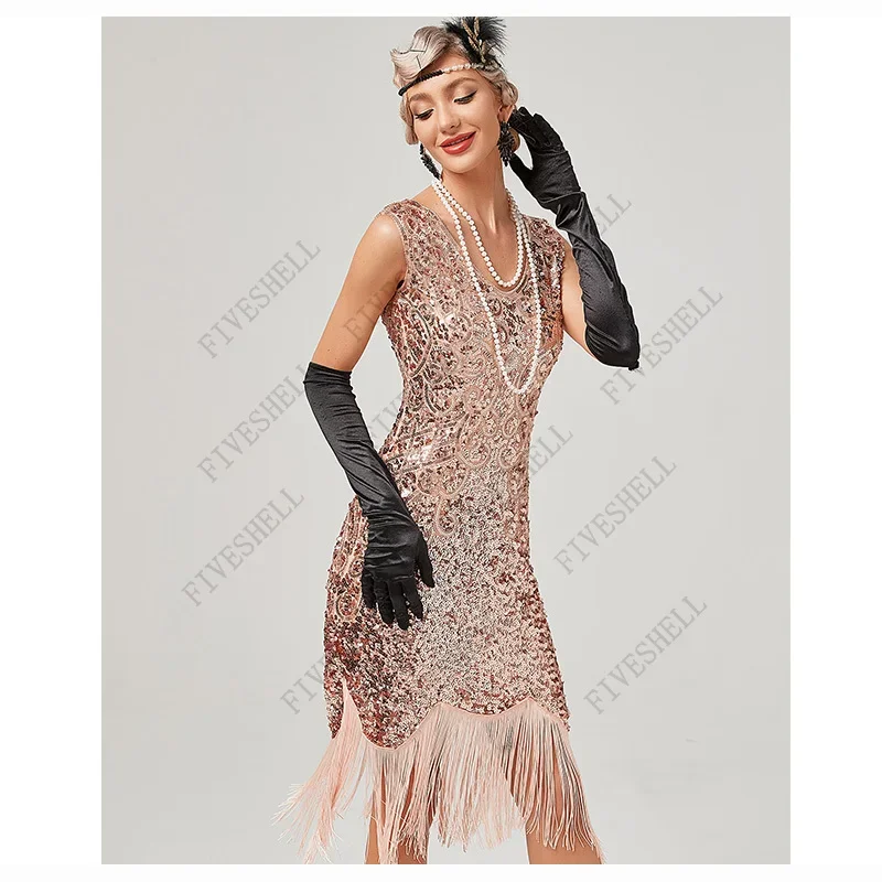 Summer Dress for Women 1920s Flapper Dress Vintage Great Gatsby Charleston Sequin Tassel 20s Party Cosplay Dresses Girl Costume