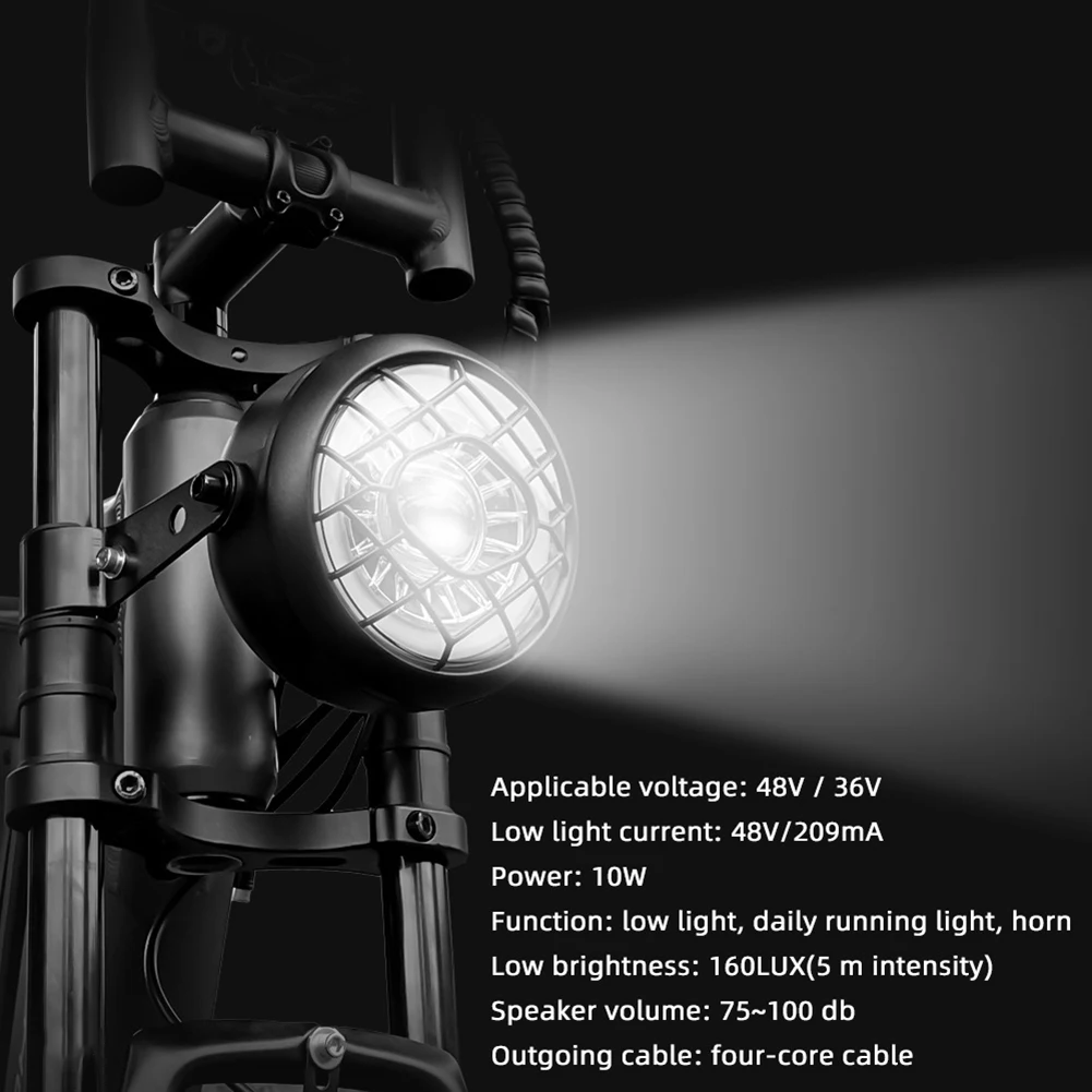 Farol de bicicleta elétrica com brilho ajustável, farol para motocicleta à prova d'água com classificação de energia de 10w para motocicletas