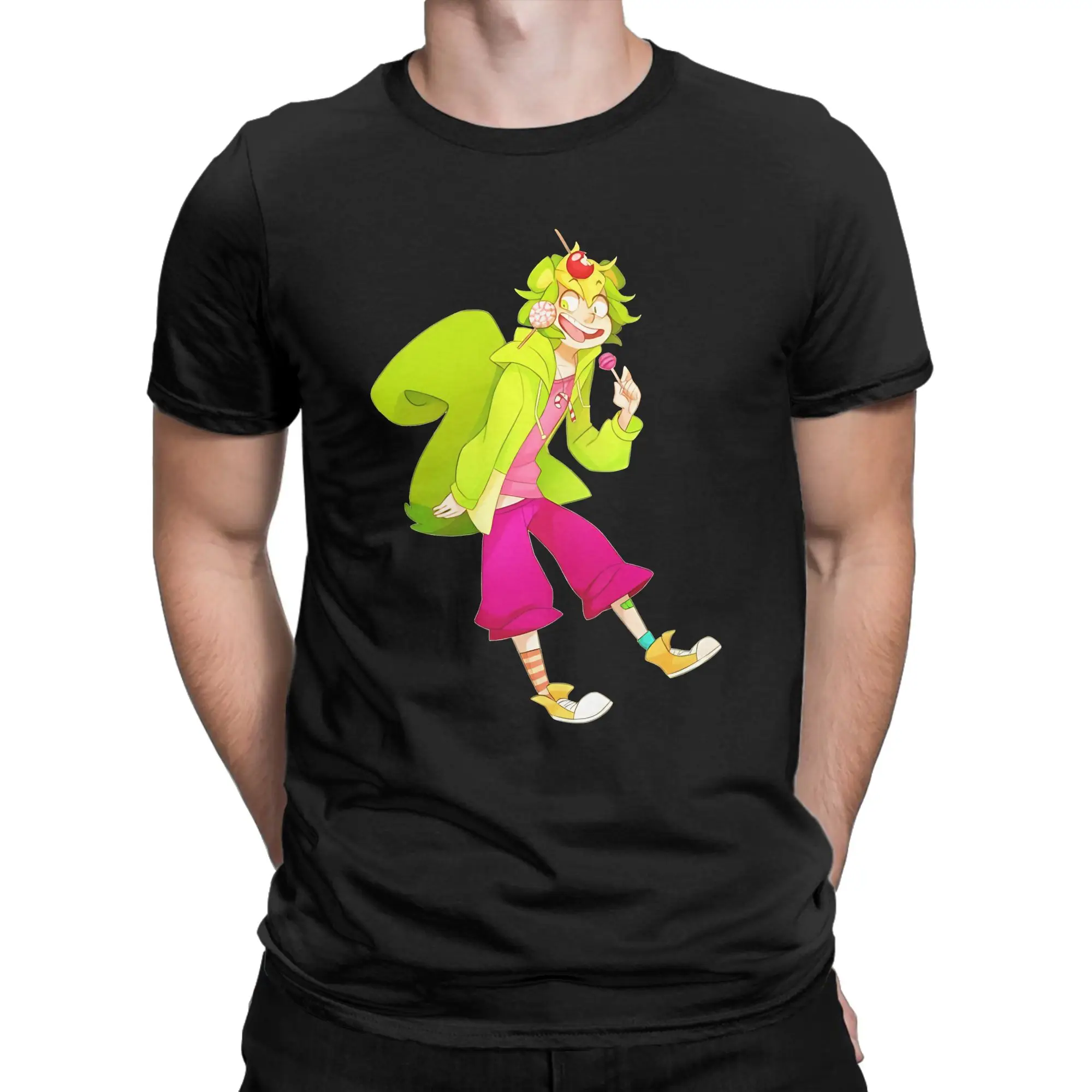 Candy Themed Squirrel Character Graphic 100% Cotton T-Shirt Happy Tree Friends Tops Tees For Men
