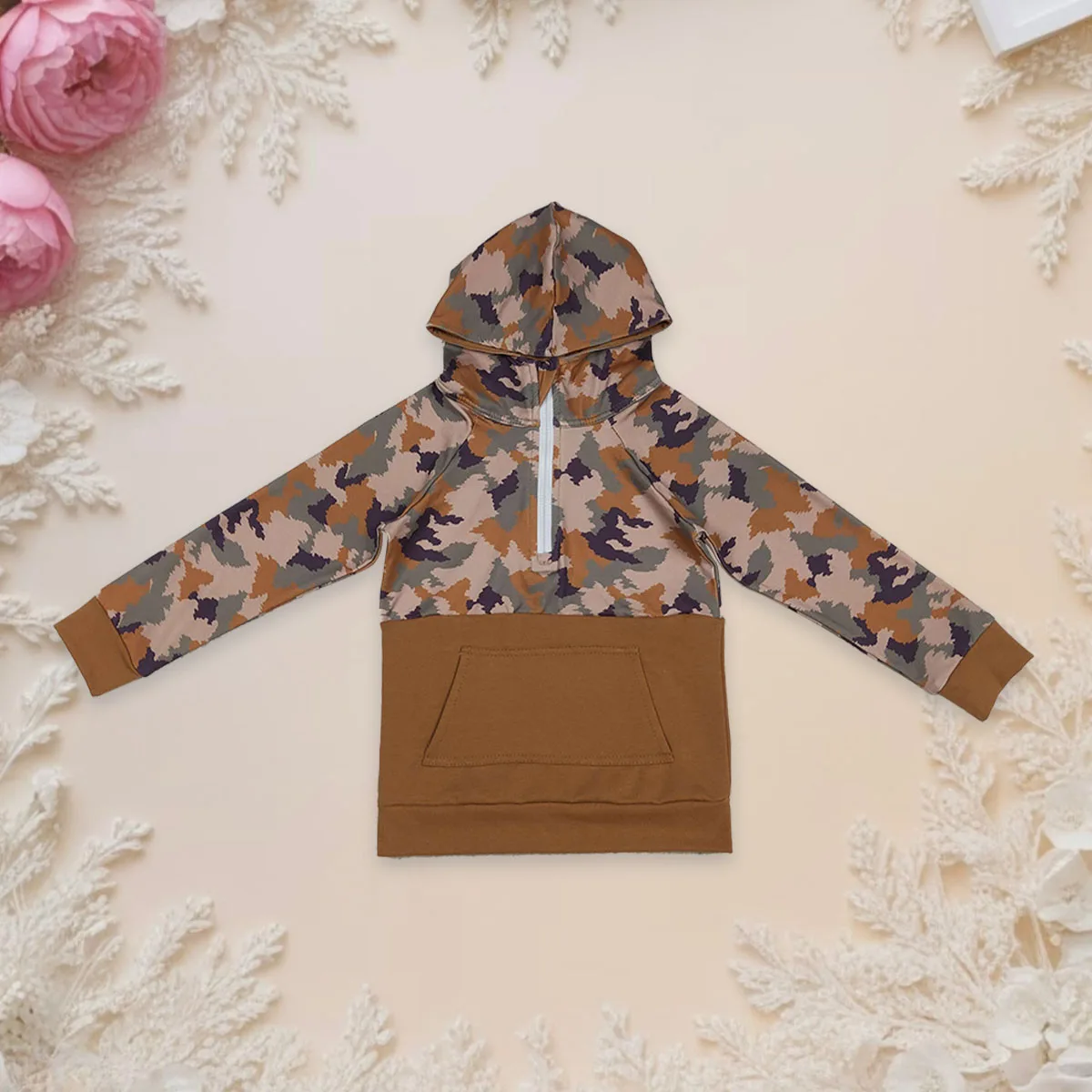 

Fashion Kids Hoodies Sweatshirts Clothes Southern Brown Camo Baby Boy Long Sleeve Zipper Pocket Hooded Pullover Tops Clothing
