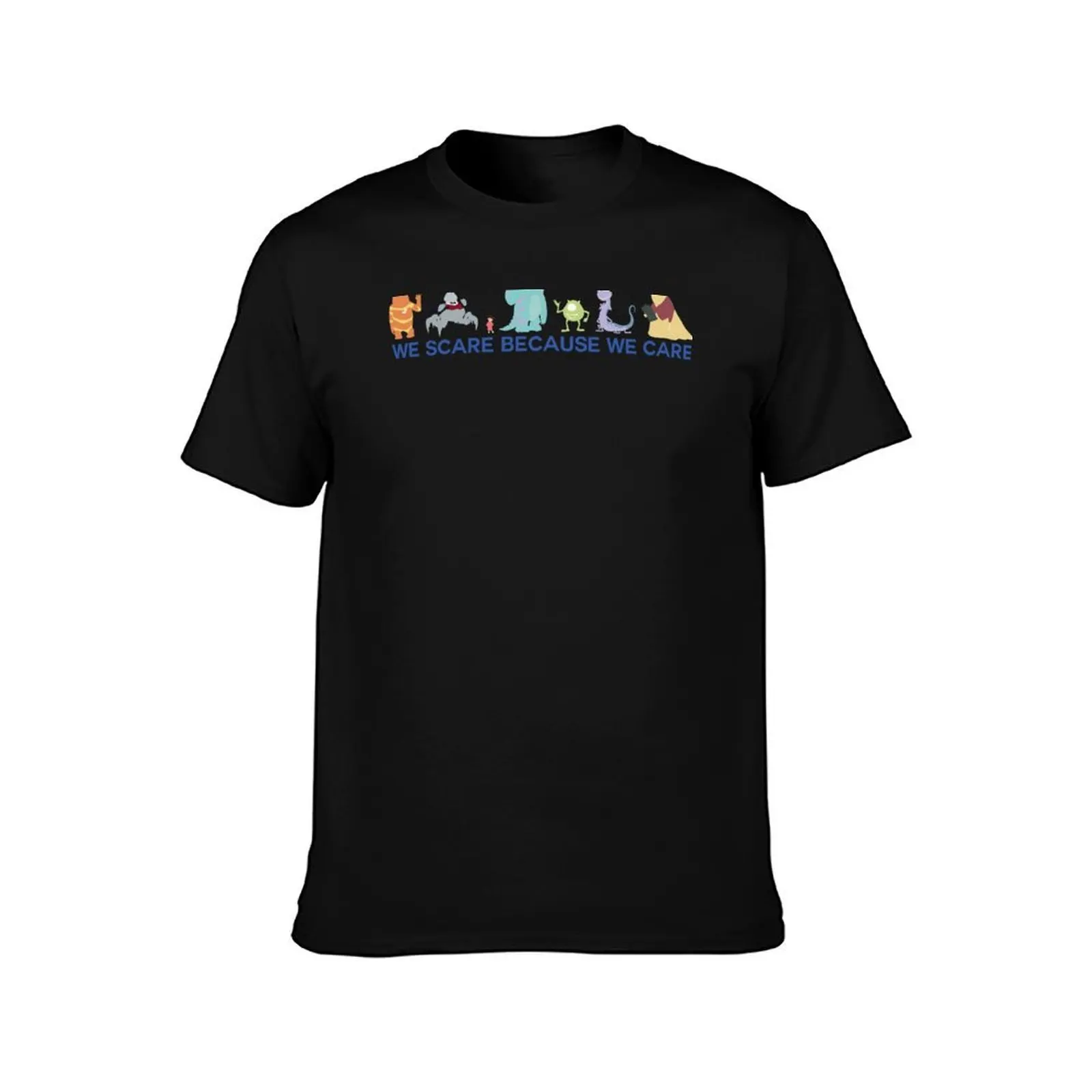 We Scare Because We Care T-Shirt, Summer Casual Cotton Tee, Oversized Streetwear Tops, Vintage Graphic Print, Unisex Men Women