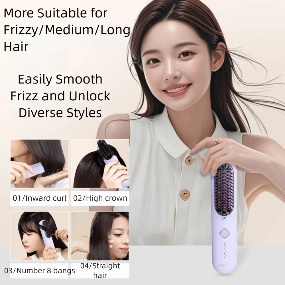 

Электрический выпрямитель для волос с 3 настройками температуры, щетка для защиты от ожогов, двойная работа, инструмент для укладки отрицательных ионов