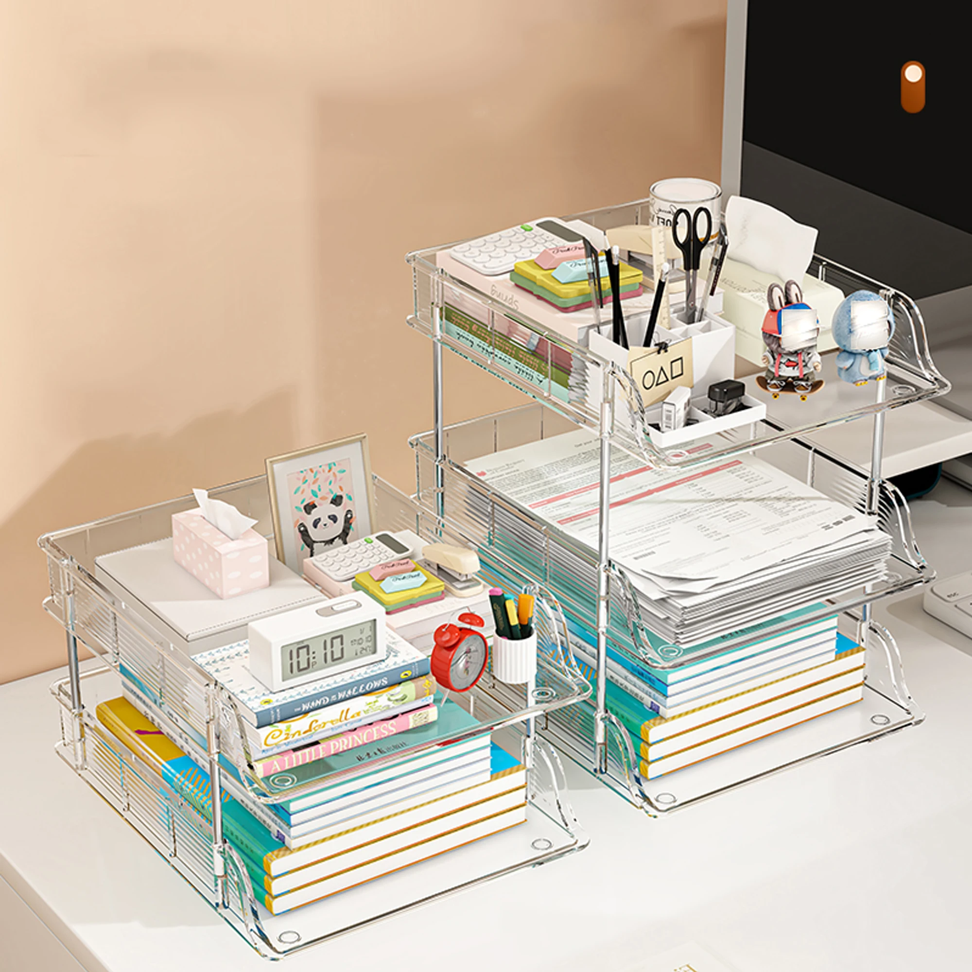 

2-слойная/3-слойная/4-слойная/5-слойная прозрачная настольная полка для хранения офисных документов, органайзер, многослойный многофункциональный настольный органайзер, подставка для книг