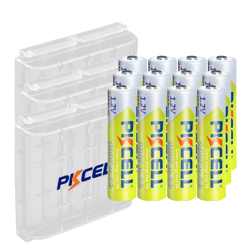 12PC PKCELL AAA Battery 1000mA 1.2V NIMH AAA Rechargeable Battery Ni-MH AAA 3A Baterias Batteries and 3PC AAA/AA Battery box