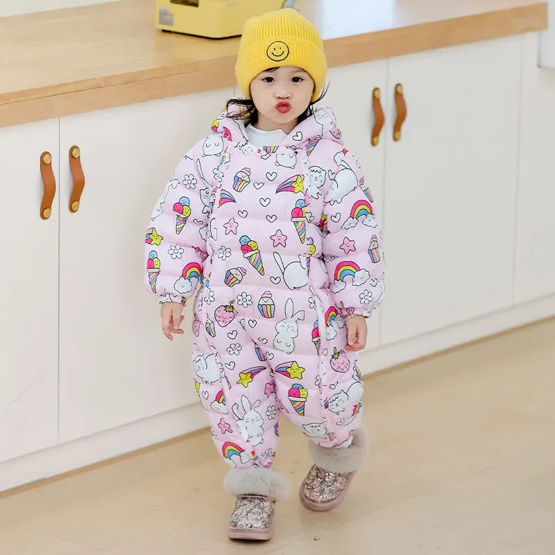 

0-2y Newborn Baby Winter down Jackets Warm Hooded Infant Romper Thicken Cotton Kids Boys Girls Jumpsuit Toddler Outwear Costumes