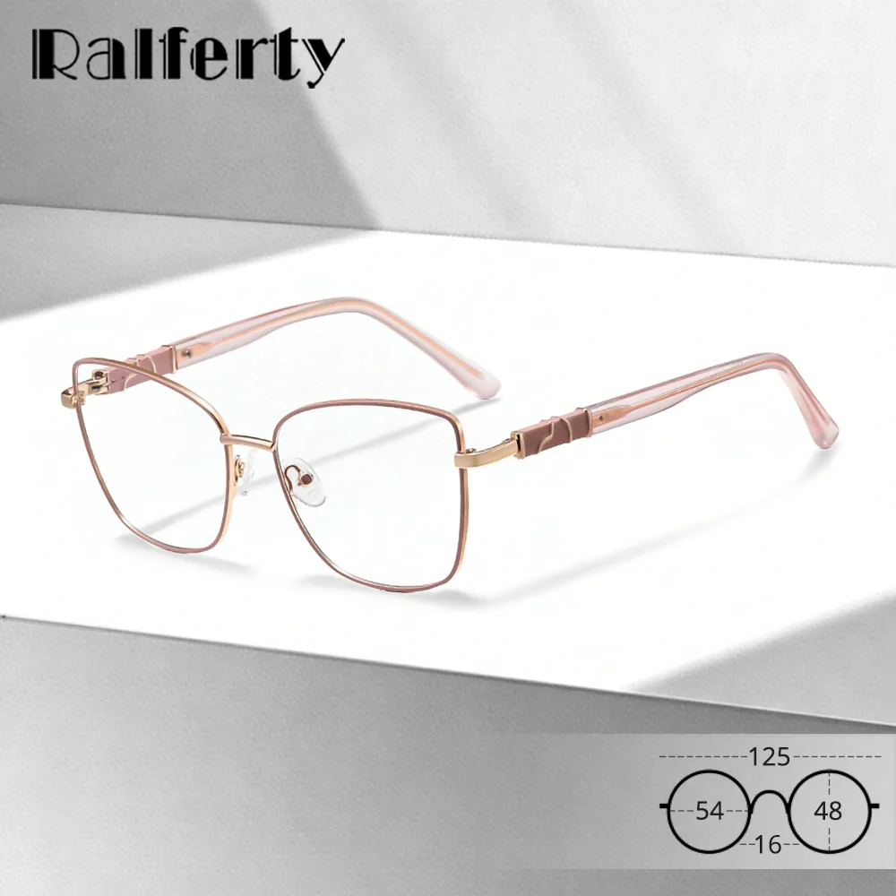 

Ralferty Brand Designer Cat Eye Glasses Women Metal Eyeglasses Frame Female Optical No Diopter Glasses Anti Blue Light Eyewear