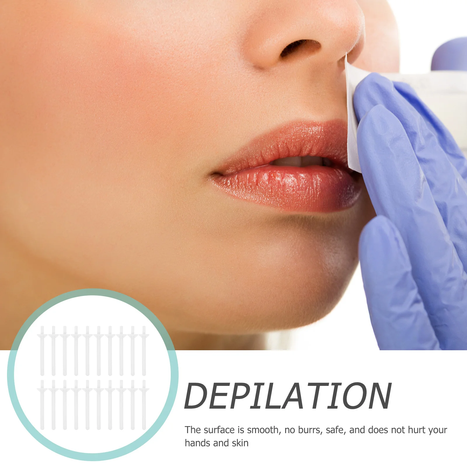 50 قطعة من أدوات تطبيق شمع شعر الأنف مصنوعة من مادة البولي بروبيلين المتفوقة الناعمة بدون لدغ للاستعمال مرة واحدة لأدوات تنظيف الأنف للرجال والنساء خفيفة الوزن #6