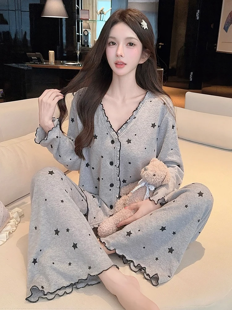 pijamas-de-algodon-y-cachemira-para-mujer-conjunto-de-pantalones-largos-de-manga-larga-estilo-informal-ropa-para-el-hogar