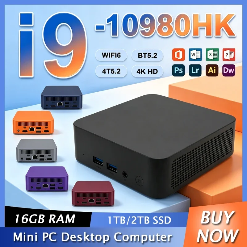 2026년형 신형 미니 PC, 윈도우 11, 코어 i9-10980HK, 32GB RAM, 1TB/2TB SSD, Wi-Fi 6, 블루투스 5.2, 4K HD, 미니 게이밍/사무용/학습용 PC