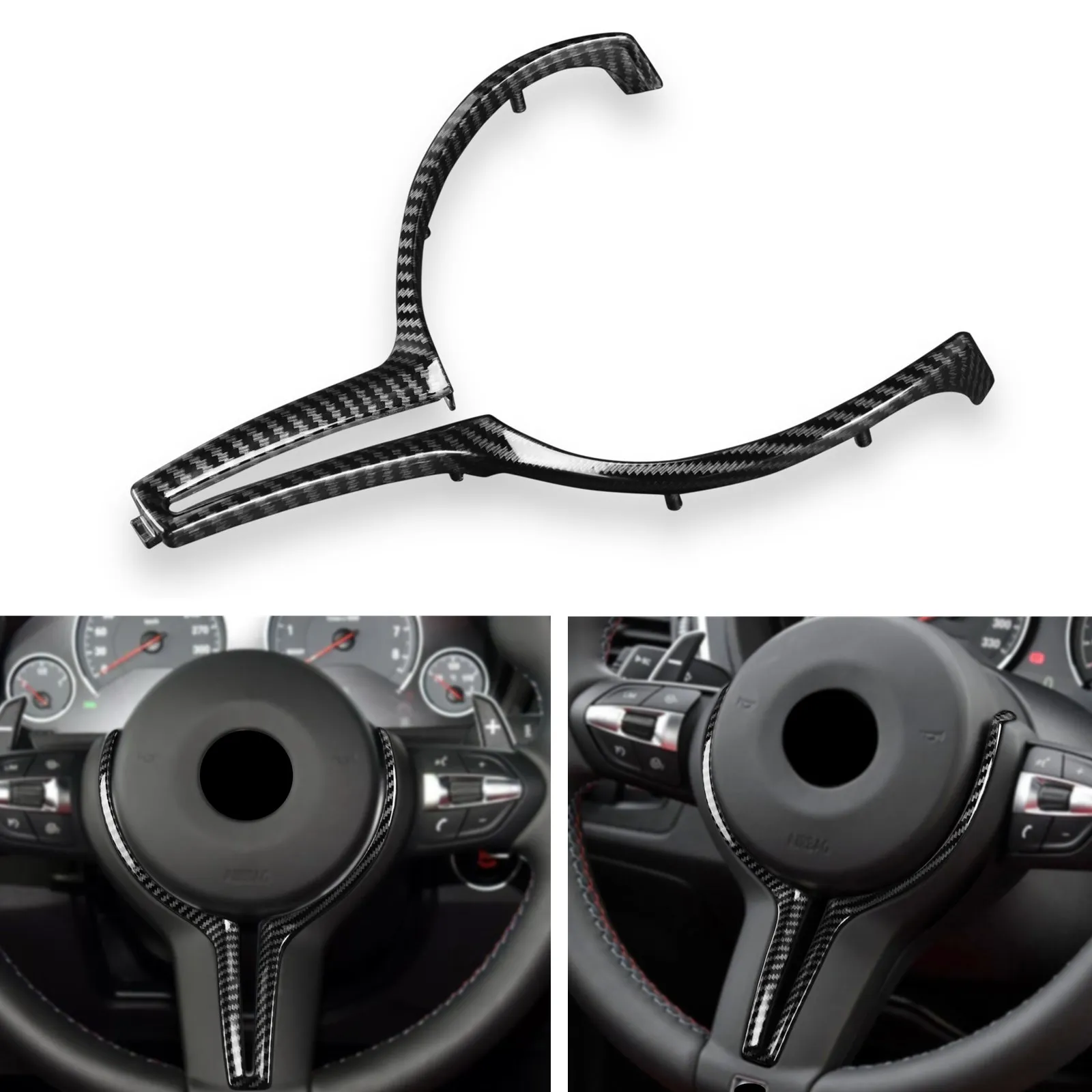 

Carbon Fiber Look Steering Wheel Cover Trim For BMW F80 M3/F82 F83 M4 2013-2022 F87 M2 F10 LCI M5 F06/F12/F13 M6 F85 X5M F86 X6M