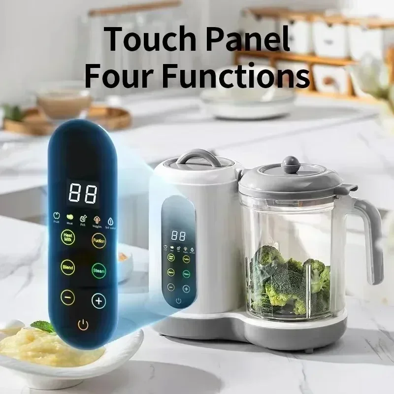 2024 Baby Food Maker One Step Baby Food Processor Steamer Puree Blender Auto Cooking & Grinding Touch Screen Control White