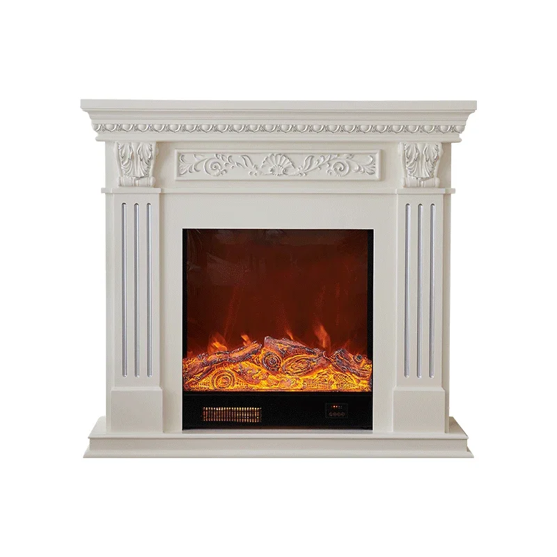 French Style Faux Marble White Wood Mantel Indoor Used Fireplace Surround Electric Fireplace Heater With Mantel 1200*320*1100mm