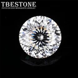 Tbestone Round 100 Faceted Cut Loose Moissanite Stones 0.1-6ct D Color VVS1 Lab Grown Diamonds With GRA Certificates Pass Tester