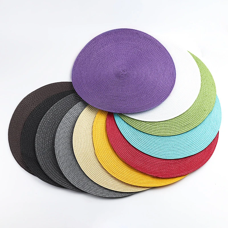 Round Woven Non-slip Placemat Coaster Pad Cafe Mug Dining Table Mat Nordic Kitchen Accessories Napkin Tableware Home Decor