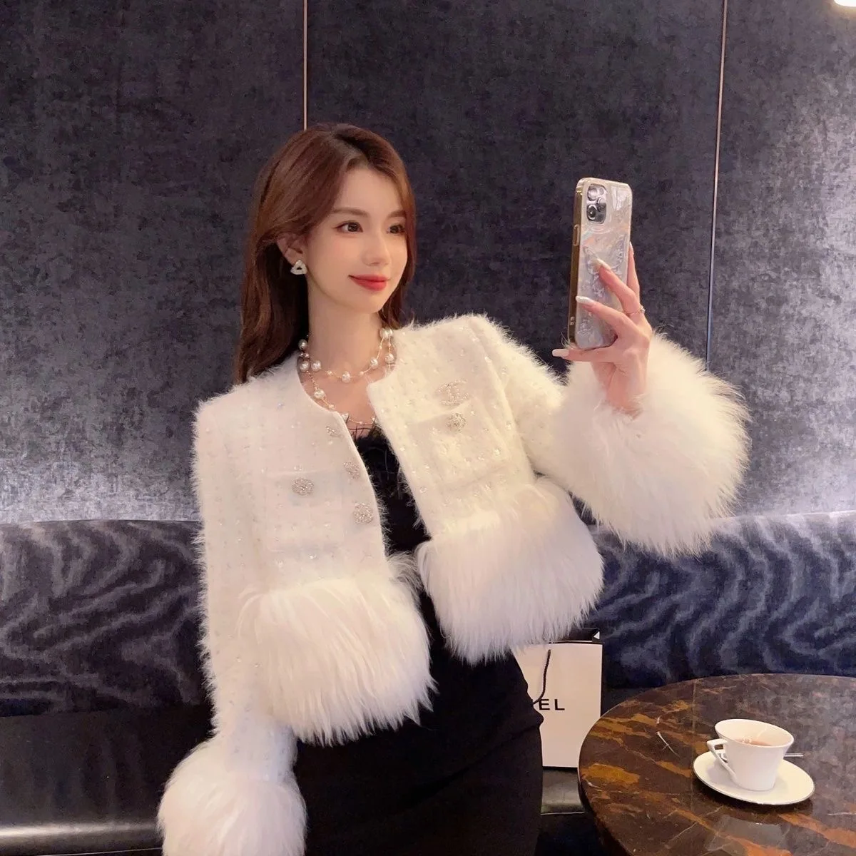 

Женская зимняя модная верхняя одежда Thiened с меховой подкладкой, стеганое пальто со сверкающими пайетками, длинное пальто прямого кроя