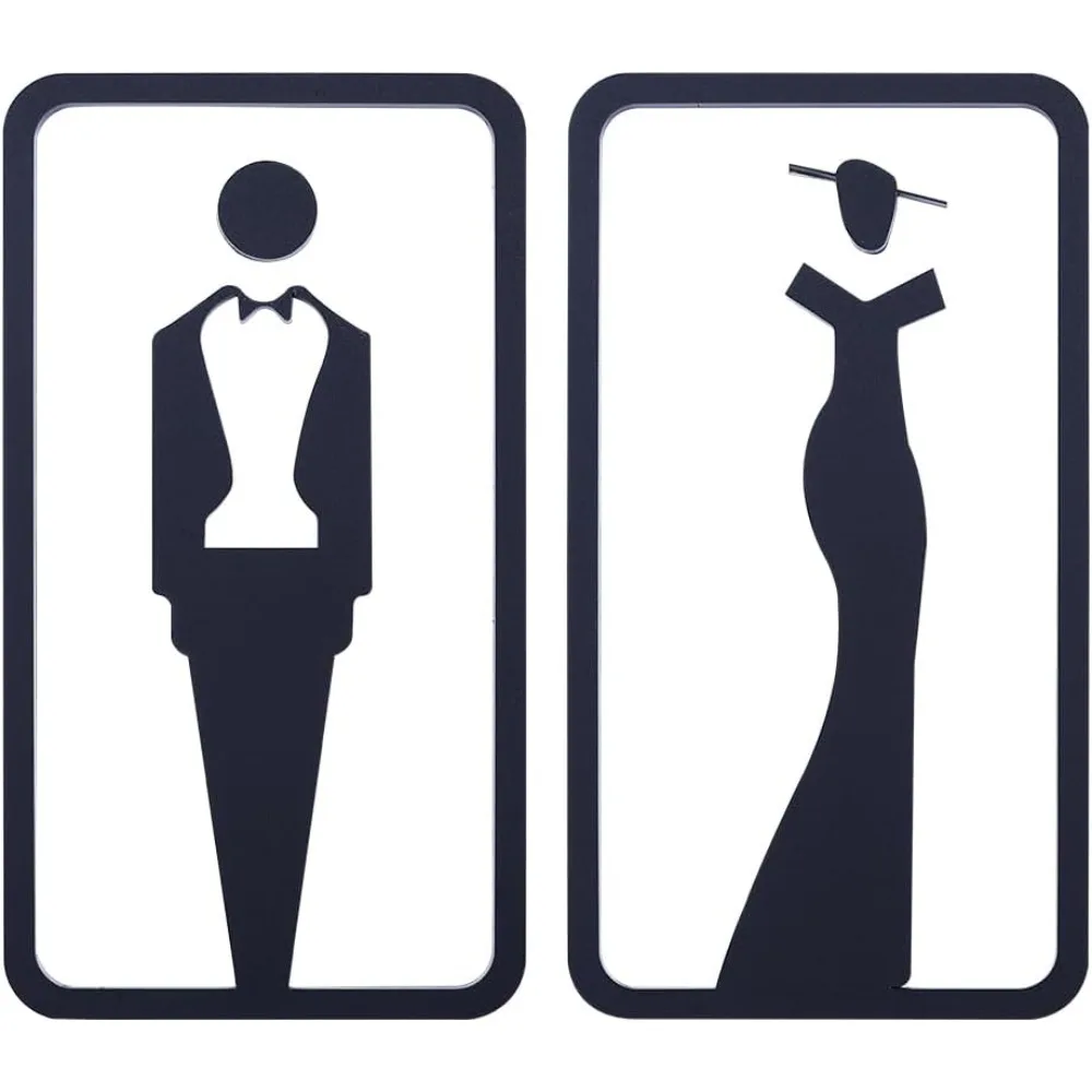 2PCS Restroom Identification Signs Self Adhesive Washroom Sign for Ladies and Gentlemen Toilet Door Sign Man Women making kit