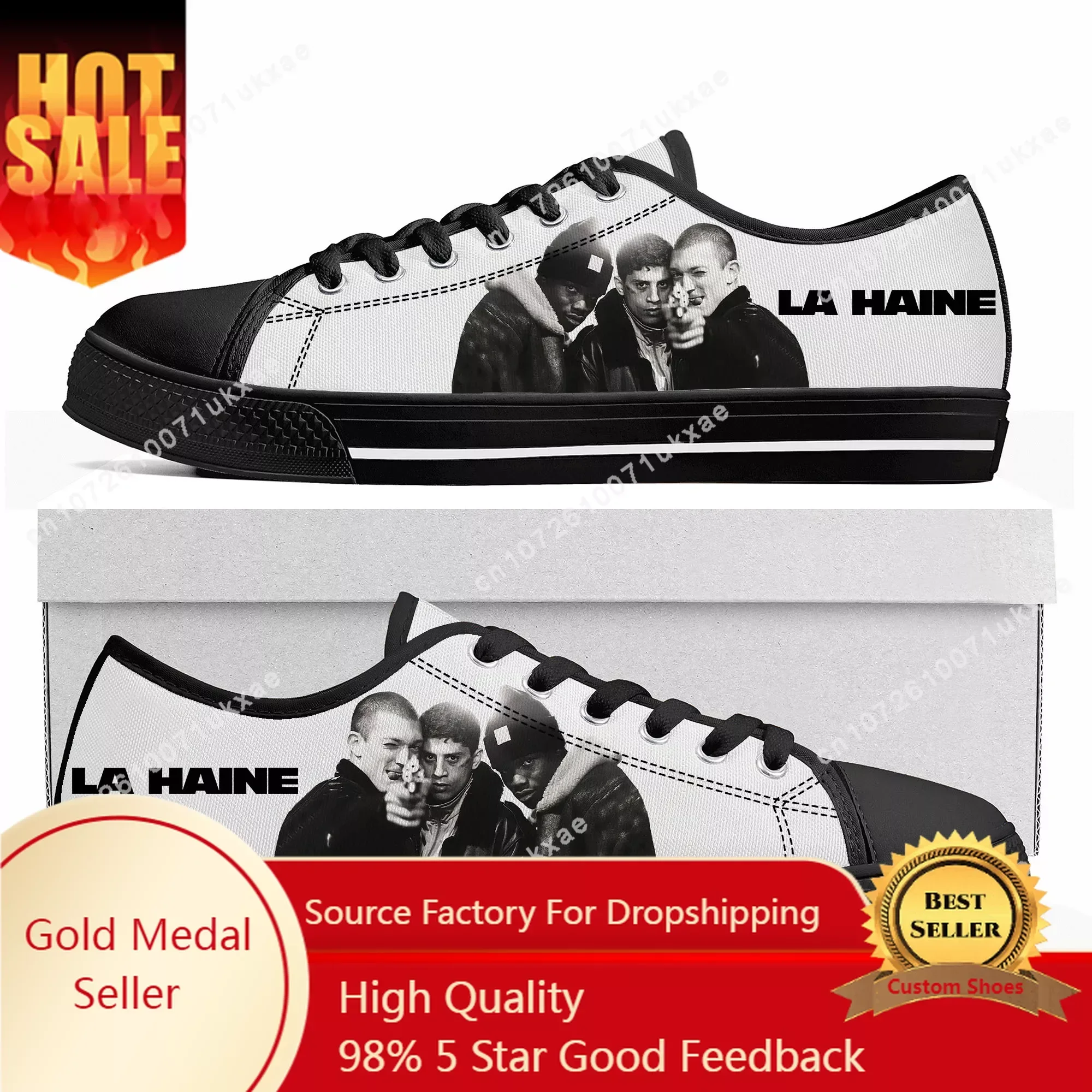 

La Haine Movie Low Top Sneakers Mens Womens Teenager Canvas High Quality Sneaker Casual Custom Made Shoes Customize DIY Shoe