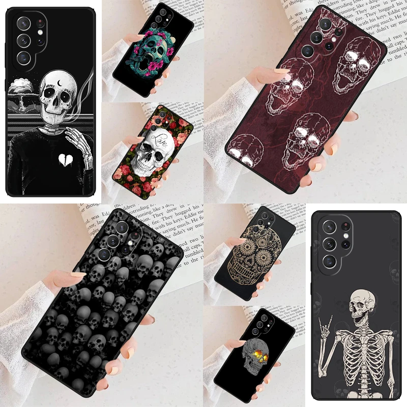 Horrible Skull Skeleton Phone Case For Samsung Galaxy S24 S23 S22 S21 Ultra S10 Note 10 Pro S20 Plus FE S9 S8 Cover