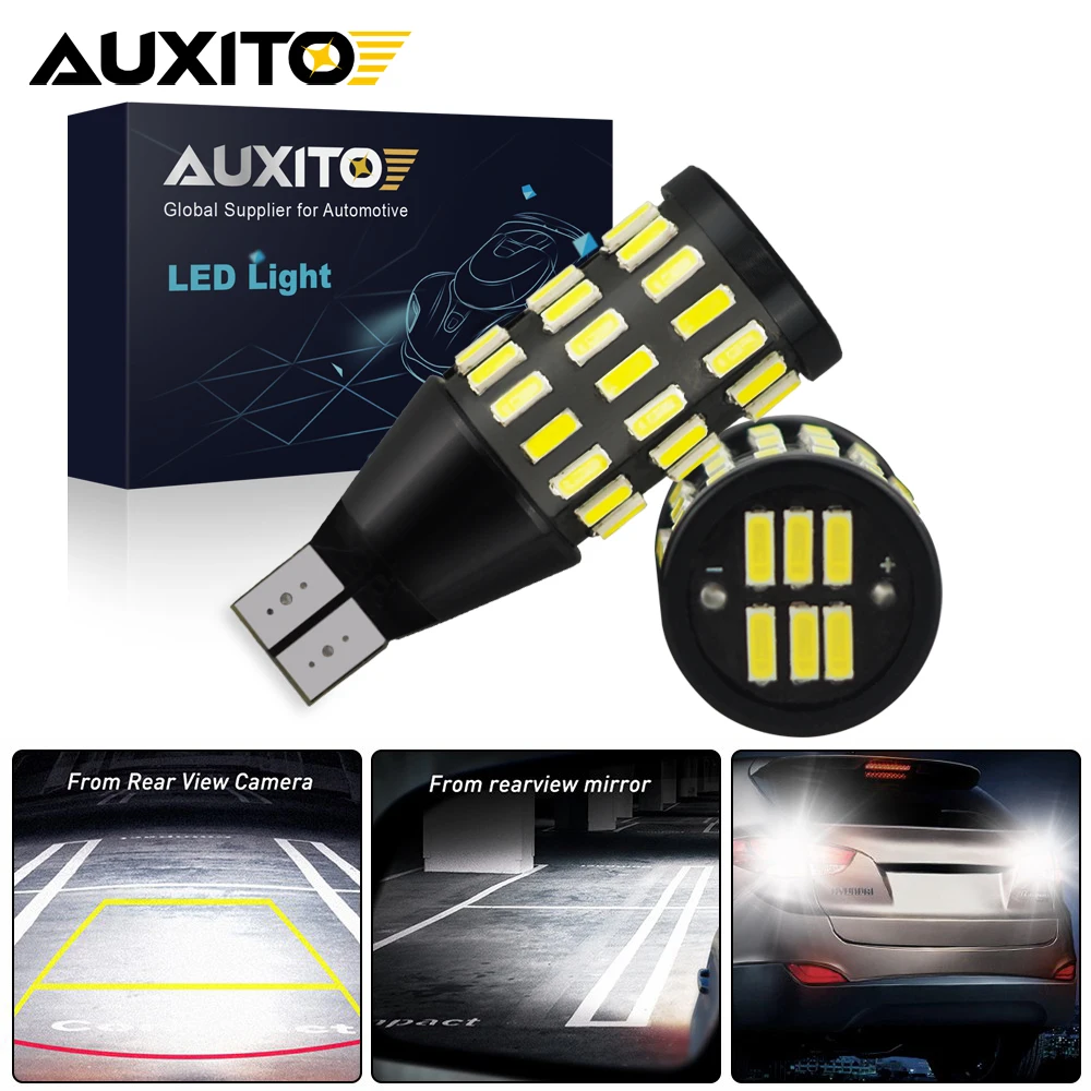 

AUXITO 2Pcs 3000LM T15 LED Lamp Light W16W LED Canbus No Error 4014 54-SMD 912 921 LED Bulb Car Backup Reverse Light 6000K White