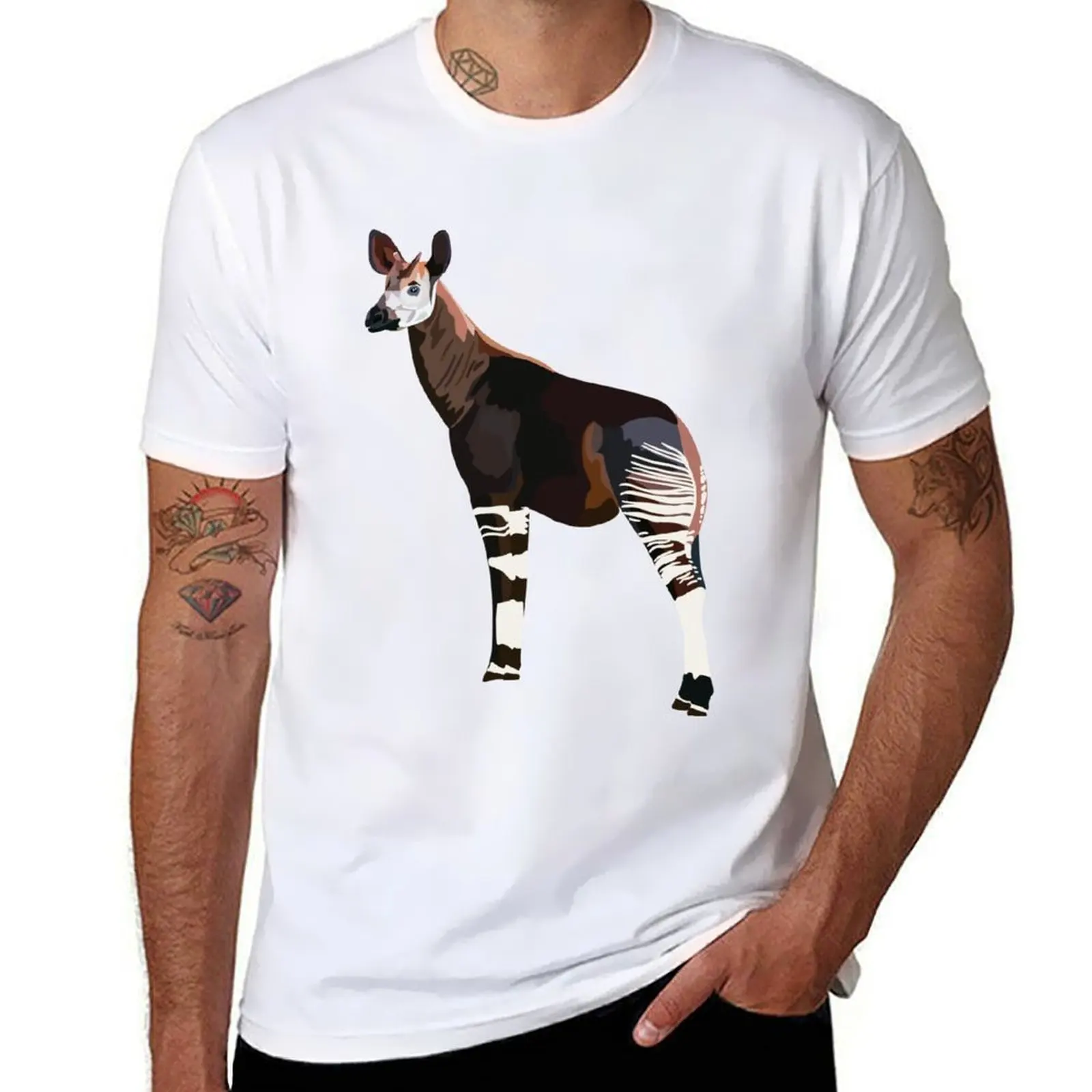 

Футболка O is for Okapi, хлопковая футболка, мужская футболка, мужская роскошная футболка