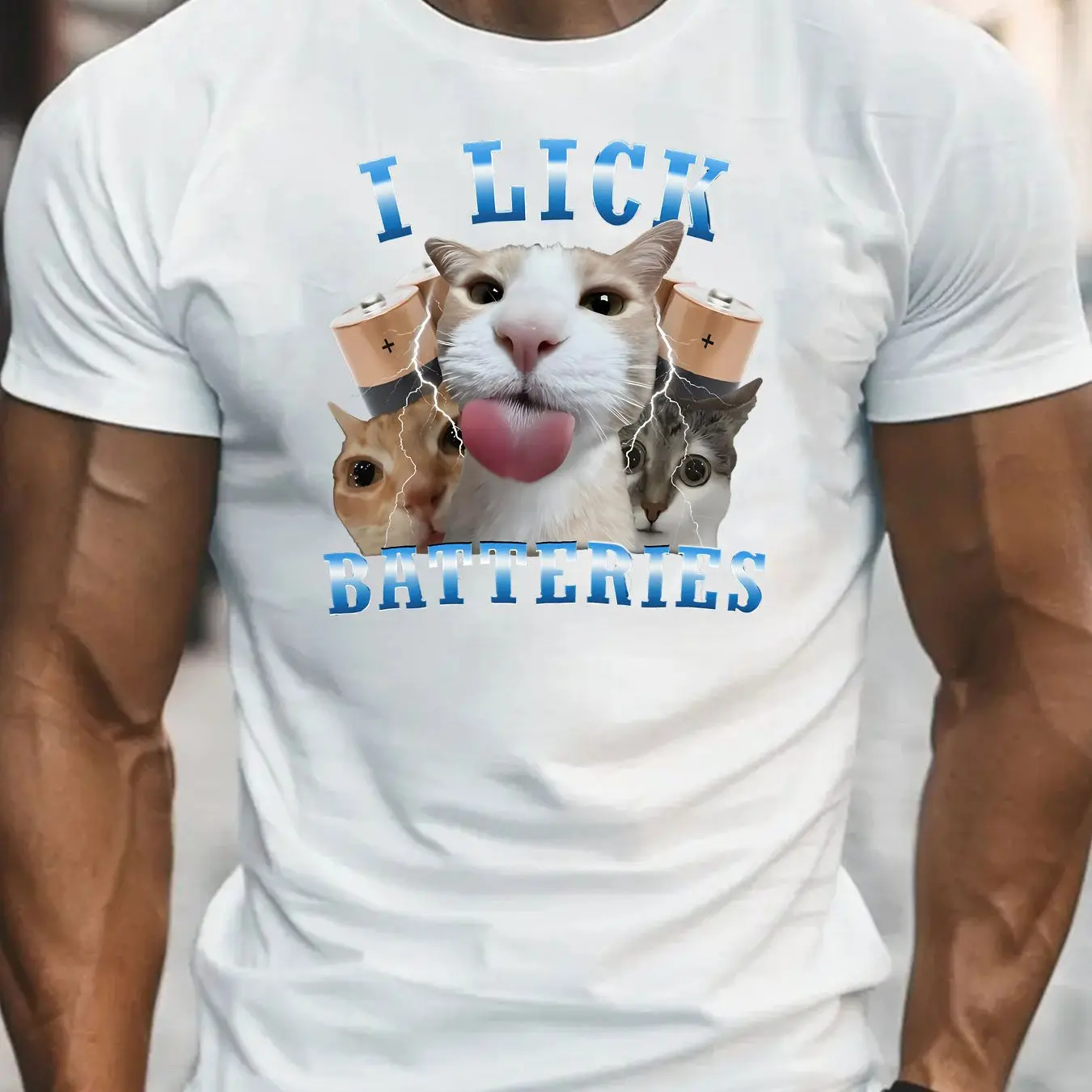 

I Lick Batteries Funny Cat Meme T-shirt Silly Cats Shirt Brain Rot Tshirt Unhinged Shirts Cat Lover Gifts Cringe Weird Clothes