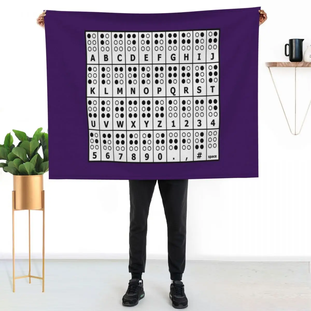 

Braille Alphabet Throw Blanket Breathable Lightweight Blanket for Adults Kids