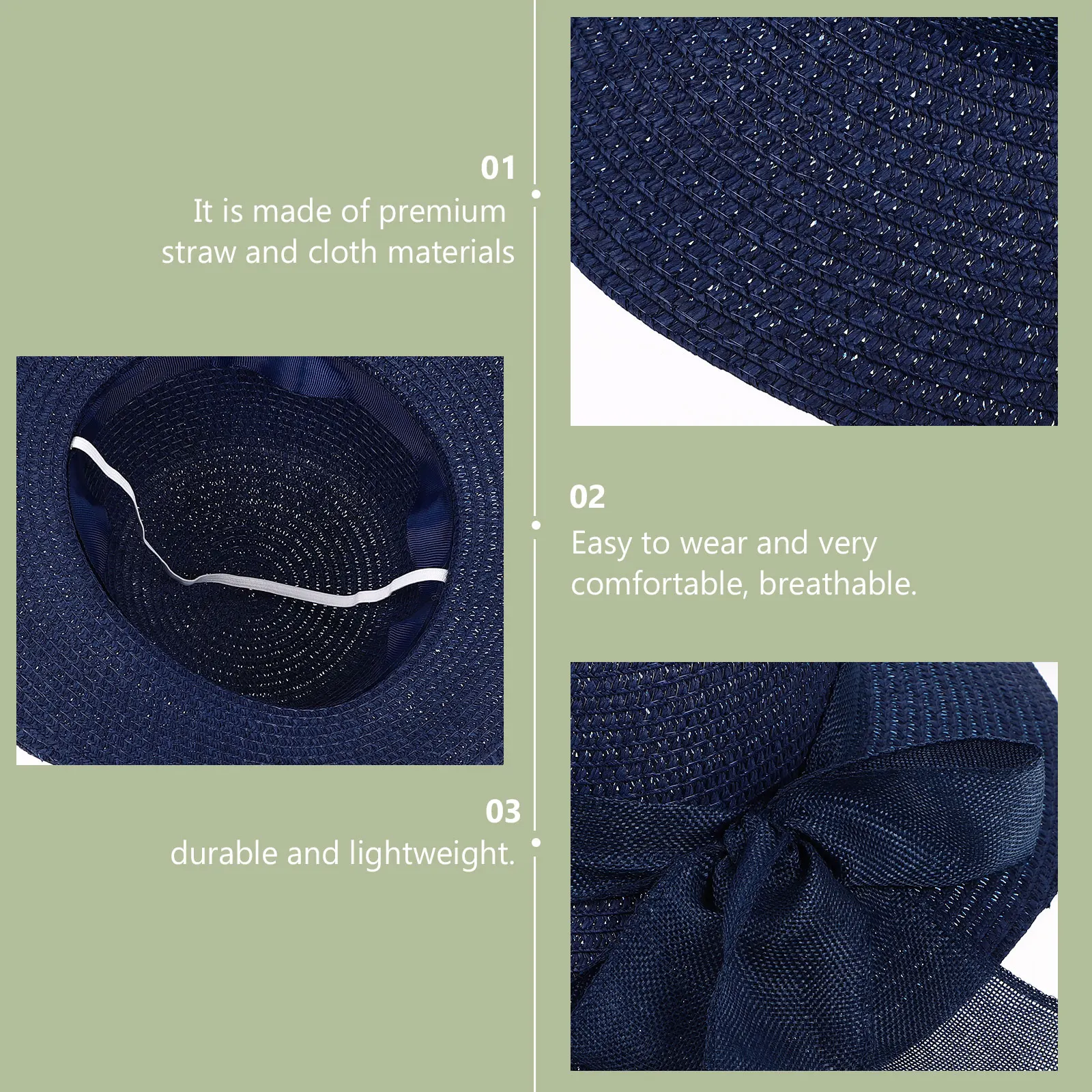 

Summer Sun Hat Women Blue M 56 58cm Beach Straw Wide Brim Bowknot Outdoor Sun Protection Cap Casual Vacation Hat