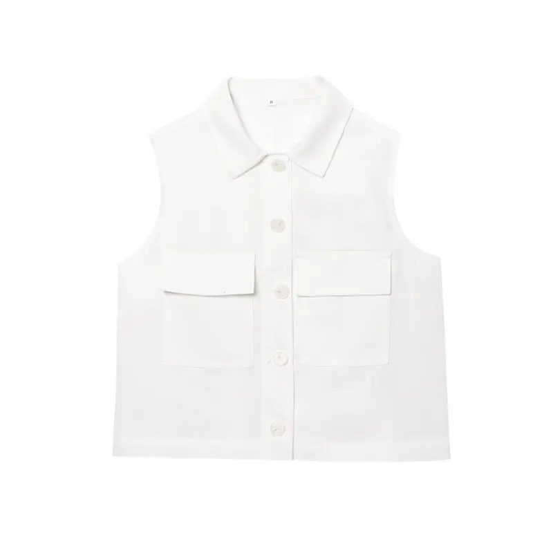 matte Sommer Neue Ankunft frauen Weste Tank Top Umlegekragen Svel mit Patch ket Faionable 2025