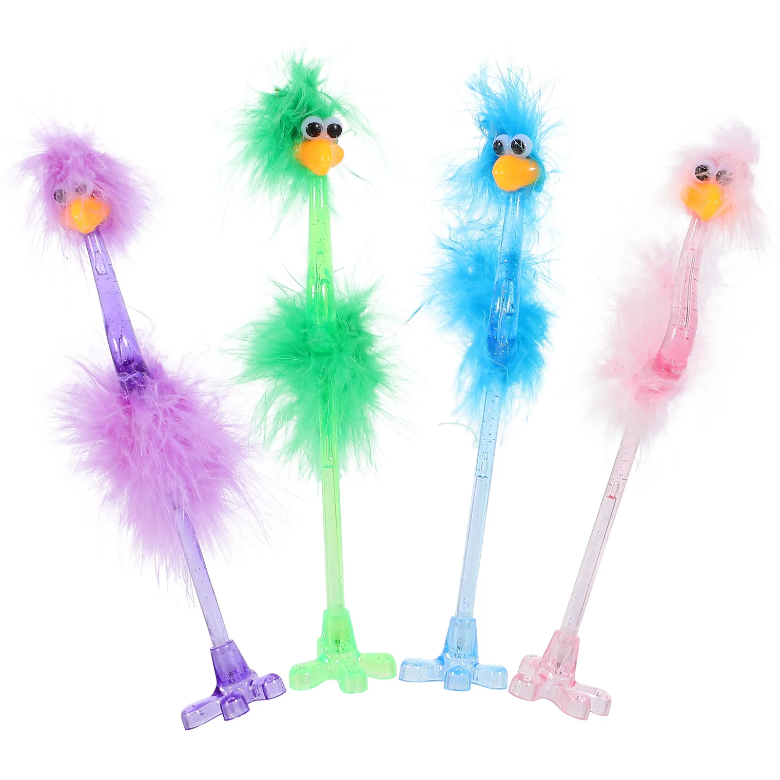 

4 pcs Ballpoint Pen Ostrich Shape Writing Supplies Smooth Writing Party Signing Pens Cartoon Stationery Random