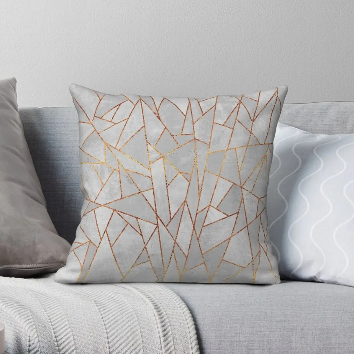 Shattered Concrete Square Pillowcase Polyester Linen Velvet Creative Zip Decorative Room Cushion Cover 45x45