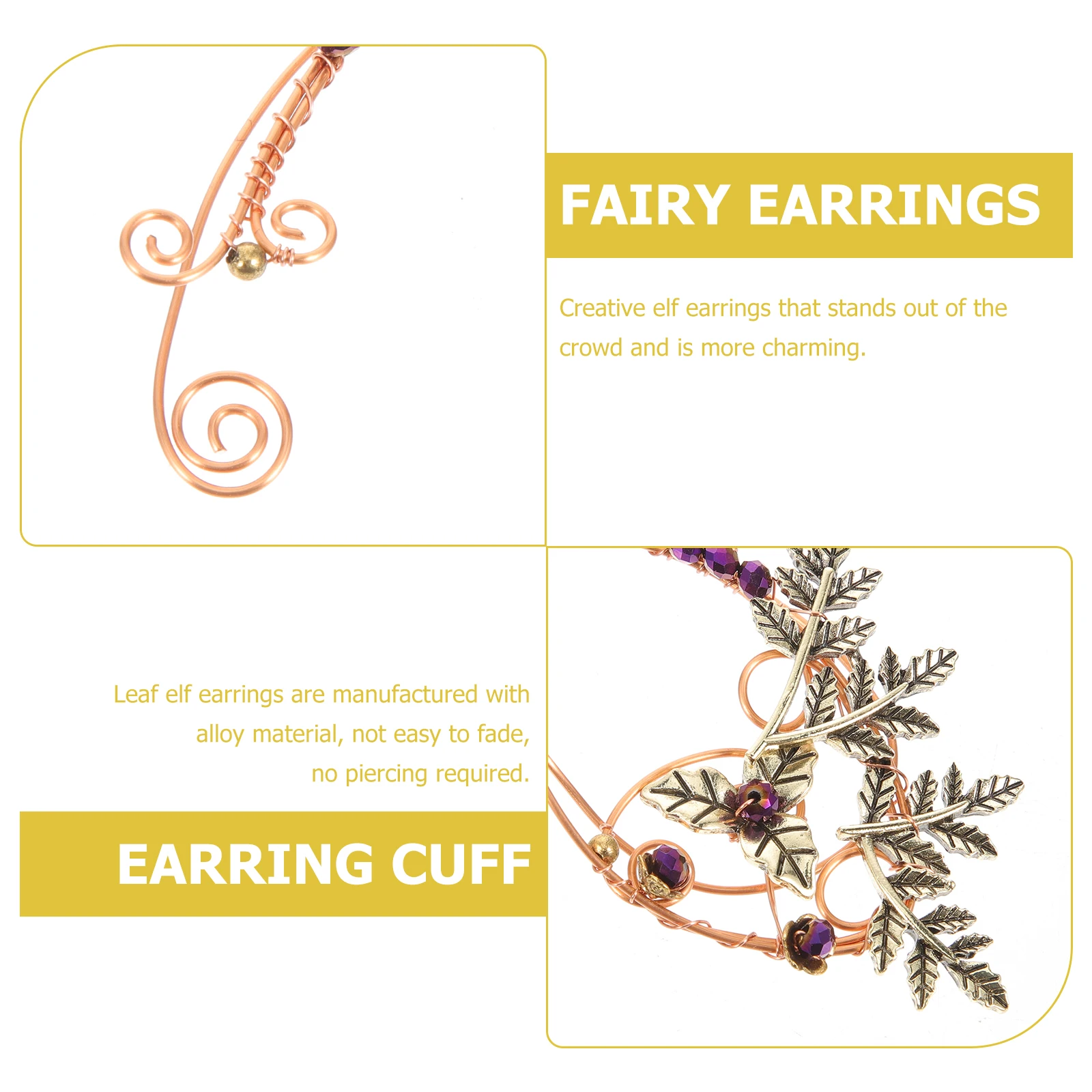 

1 Pair Leaf Clip Earrings Elegant Hanging Earrings Fairy Jewelry Earrings