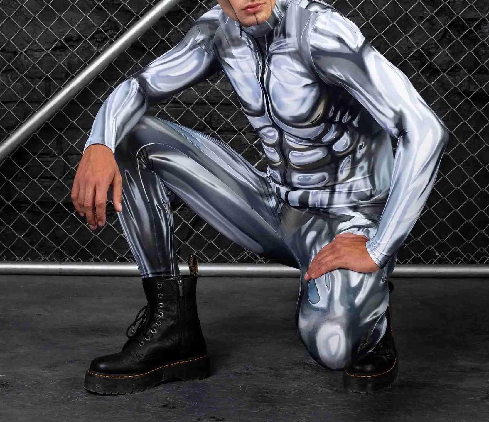 Bunte Mechanische Muskel-Tights Herren Jumpsuit Punk Cosplay Kostüm Bodysuit Party Festival Zentai Radsportbekleidung – Detail 5
